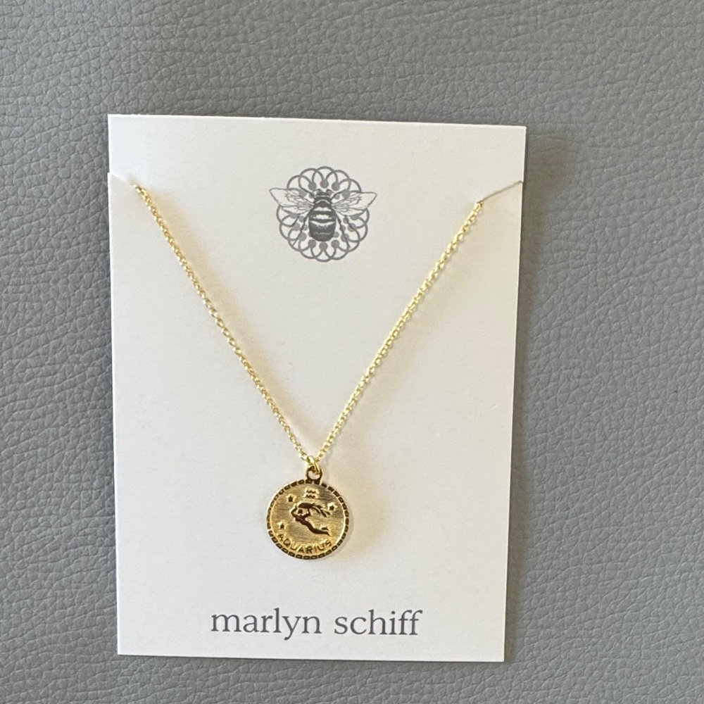 Marlyn Schiff Aquarius Gold Coin Necklace